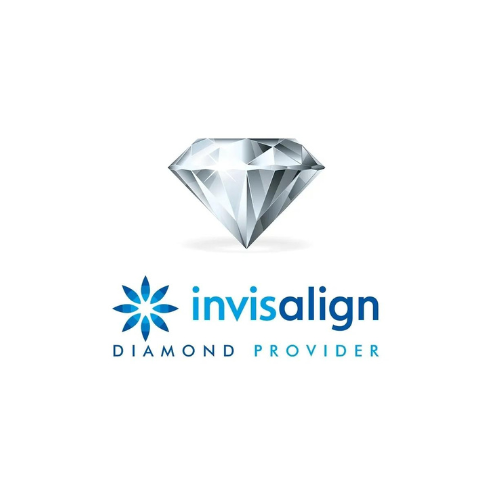 Invisalign Diamond Provider logo indicating the dental clinic's certified status as an Invisalign expert.