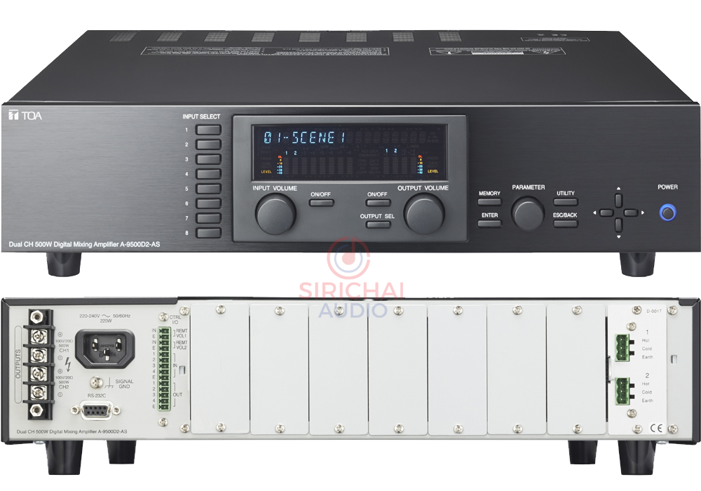 เพาเวอร์แอมป์ TOA รุ่น A-9500D2(AS) Dual Channels Digital Amplifier  DIGITAL MIXER (500W x 2)