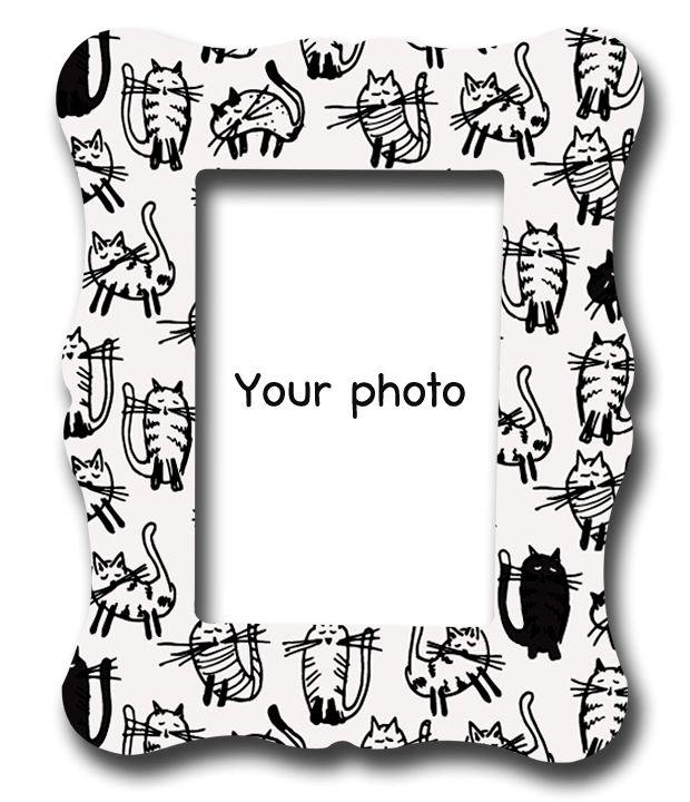 กรอบรูปพิมพ์ สั่งทำ White&black cat pattern frame