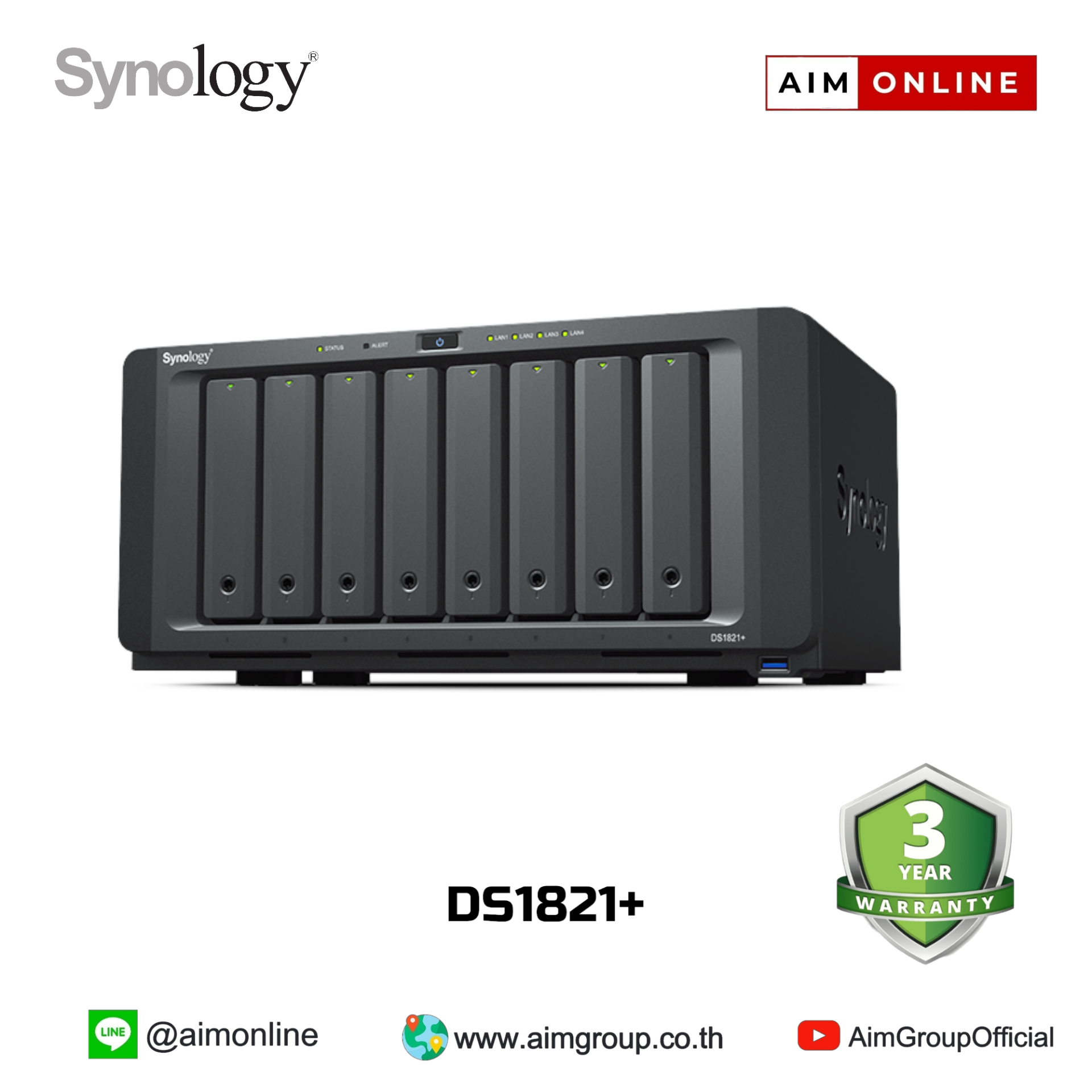 Synology DiskStation DS1821+ ขนาด 8 Bay - aimgroup