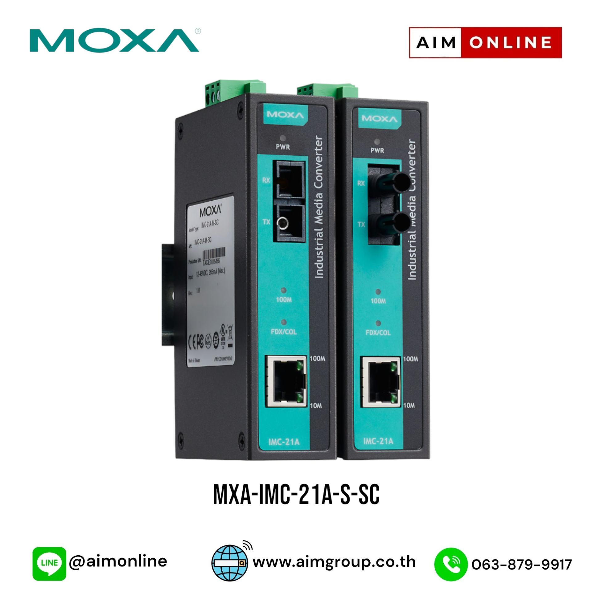 MOXA Ethernet-to-Fiber Media Converters รุ่นIMC-21A-S-SC - aimgroup