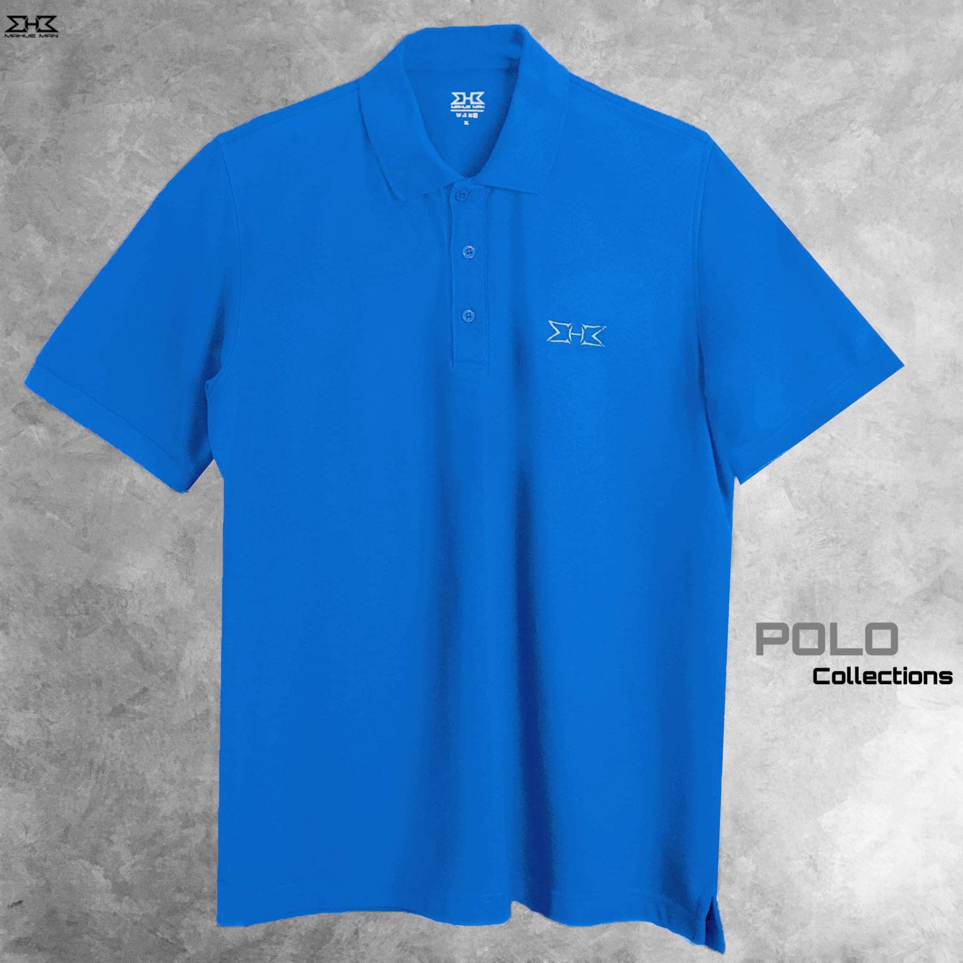 เสื้อโปโลไซส์ใหญ่ สีฟ้า XL (48") - 5XL (64")