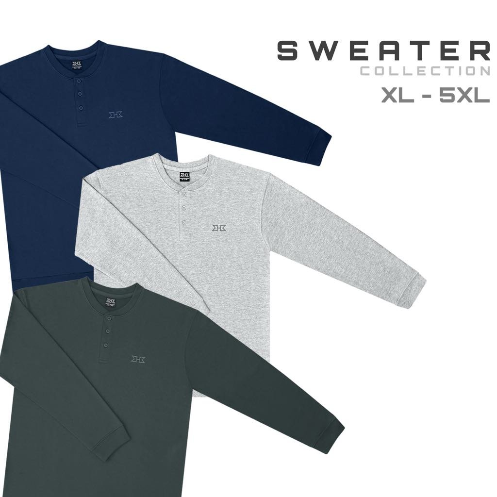 เสื้อยืดสเวตเตอร์แขนยาว คอกระดุม sweater XL 48" - 5XL 64"