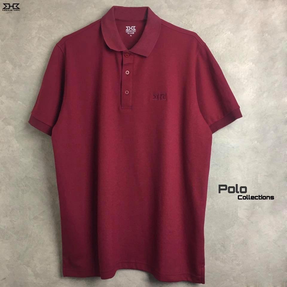 เสื้อโปโลไซส์ใหญ่ สีแดงเลือดหมู XL - 5XL