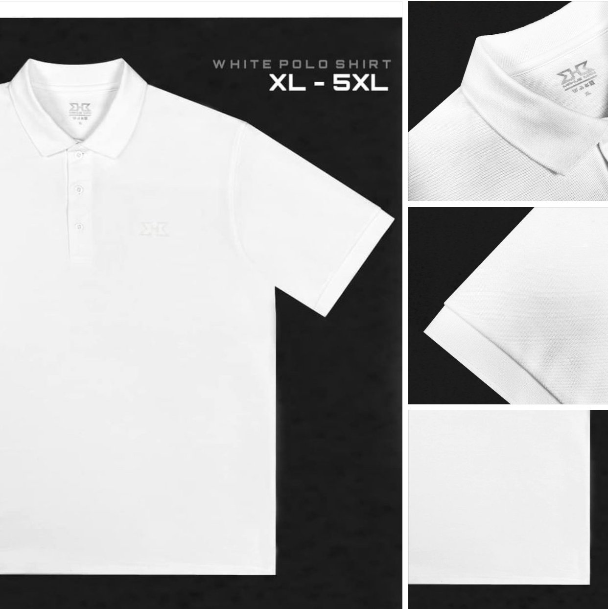 เสื้อโปโลไซส์ใหญ่ สีขาว  XL 48" - 5XL 64"