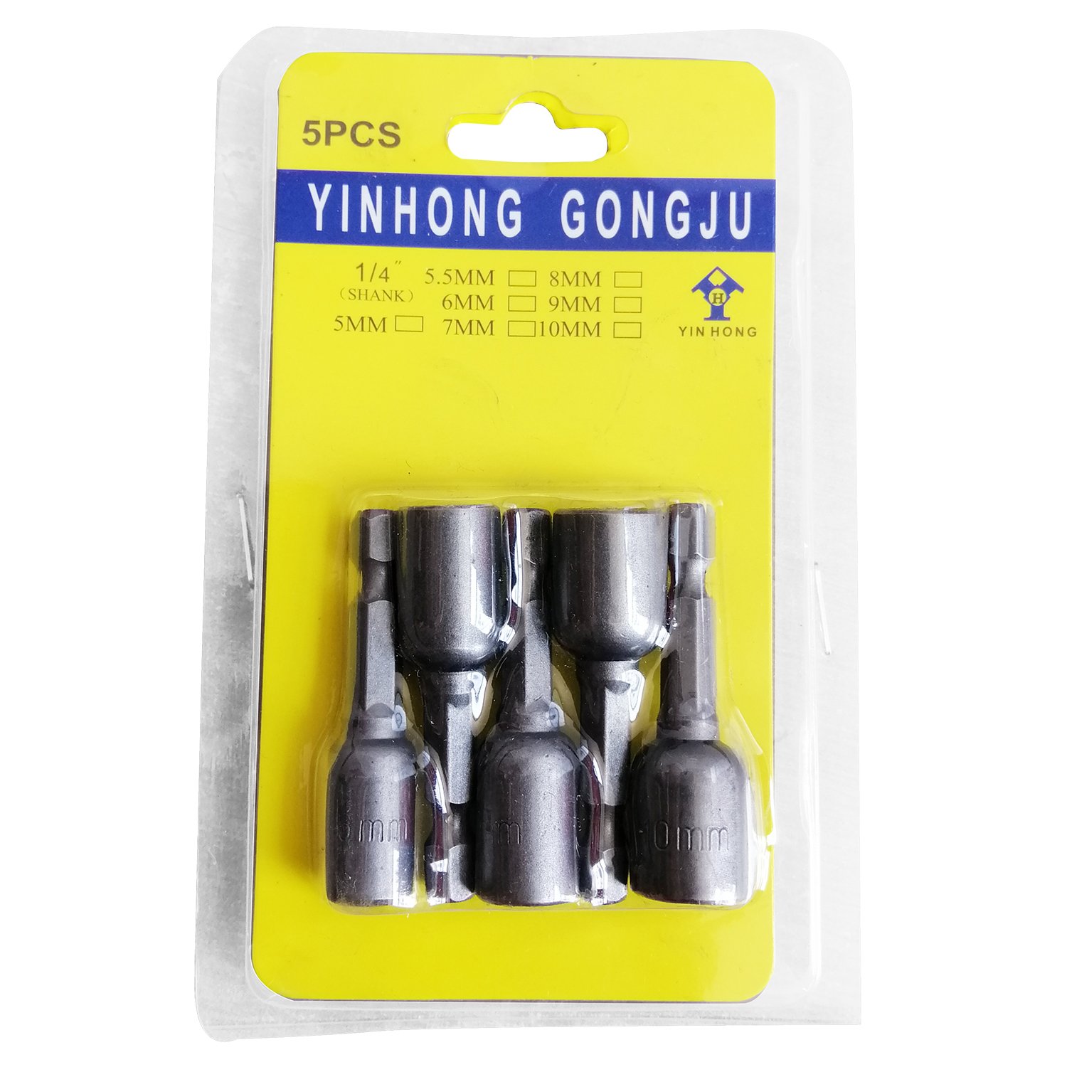 YINHONG GONGJU ชุดลูกบล๊อคสวมเร็วแกนหกเหลี่ยมสำหรับขันสกรูใช้กับสว่านไฟฟ้า ขนาด 6-10 มม.