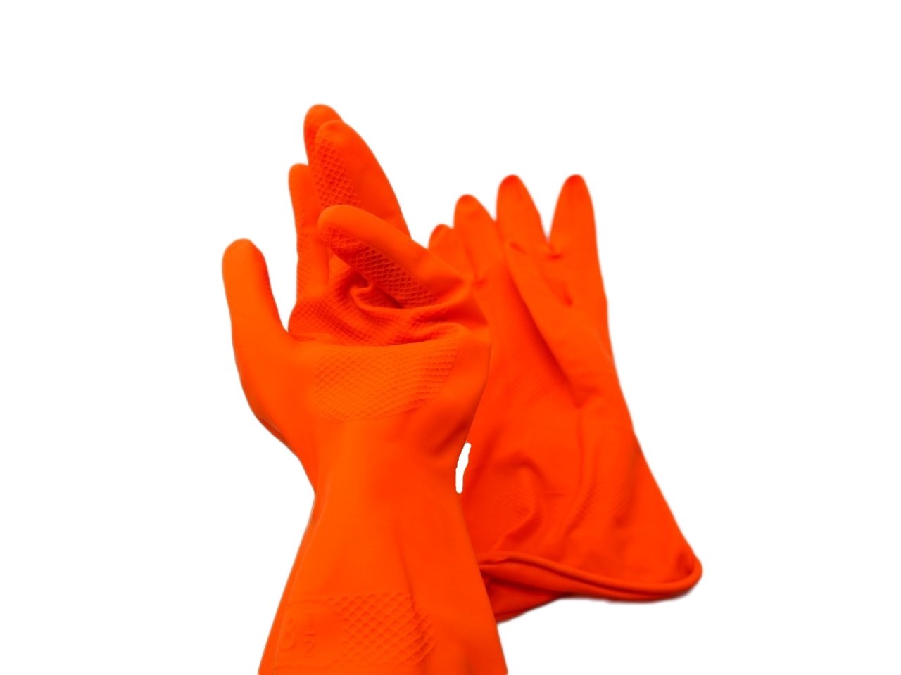 ถุงมือยางสีส้ม  SIZE M ขนาด 8 นิ้ว