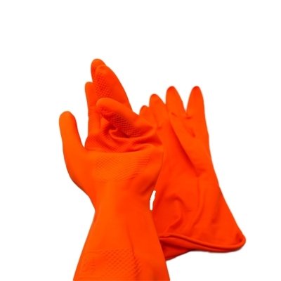 ถุงมือยางสีส้ม  SIZE L ขนาด 8.5 นิ้ว