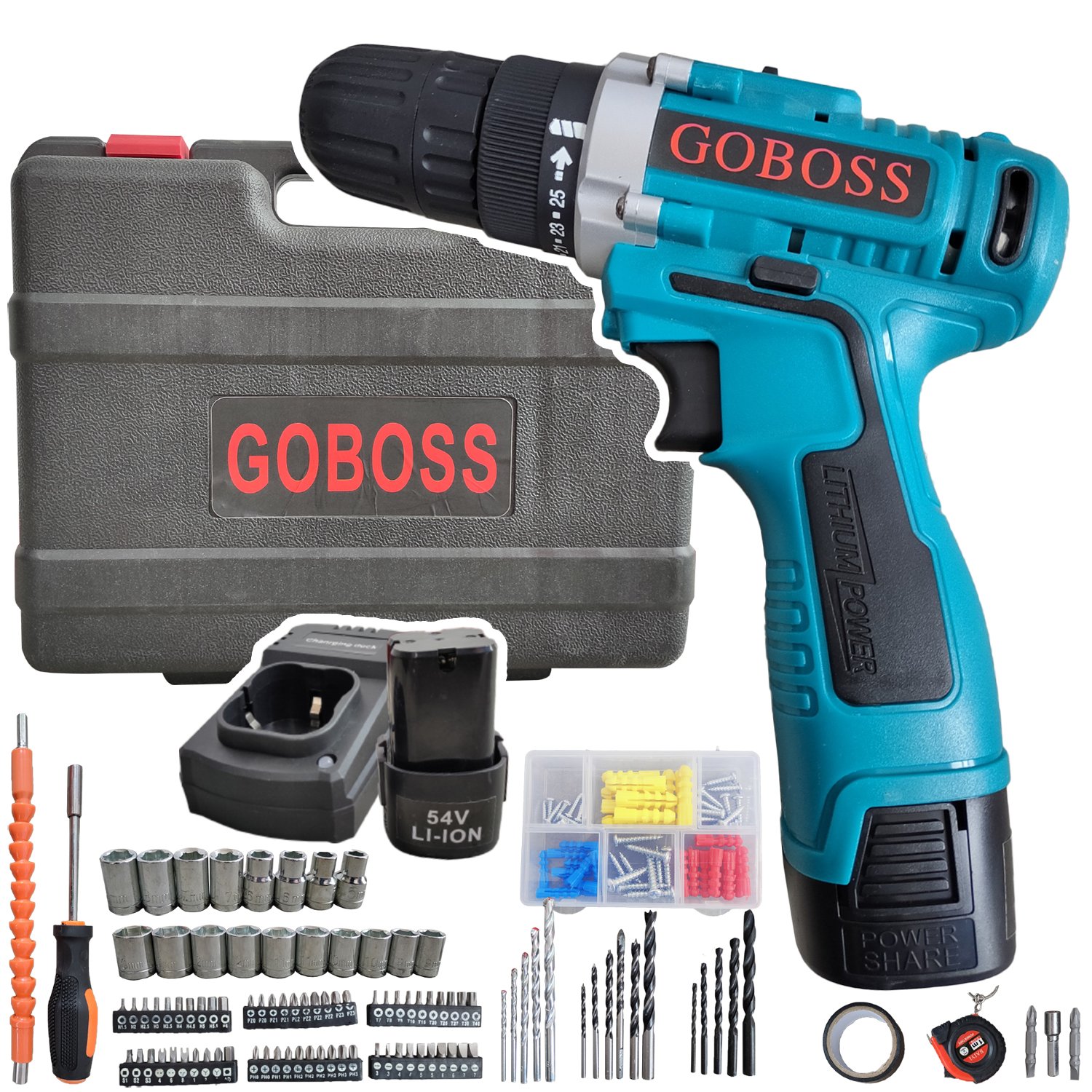 Goboss สว่านไร้สาย สว่านไฟฟ้า 54V 2 ระบบ แบตเตอรี่ Li-ion