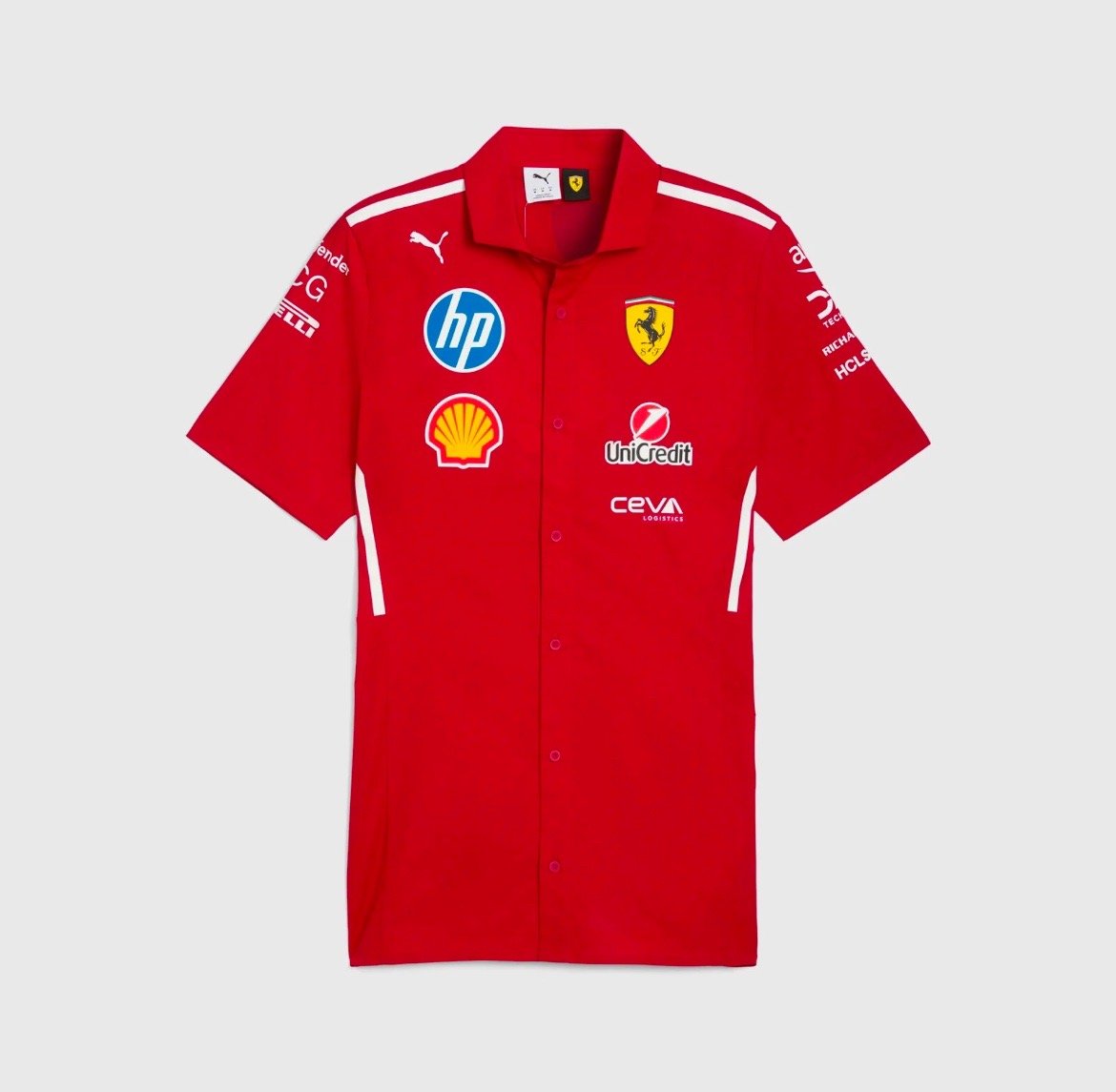 Scuderia Ferrari F1 2025 Team Button Down Shirt - Dark Cherry