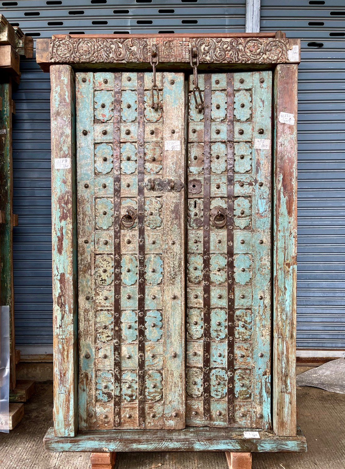 M104 Antique Indian Door in Blue Color