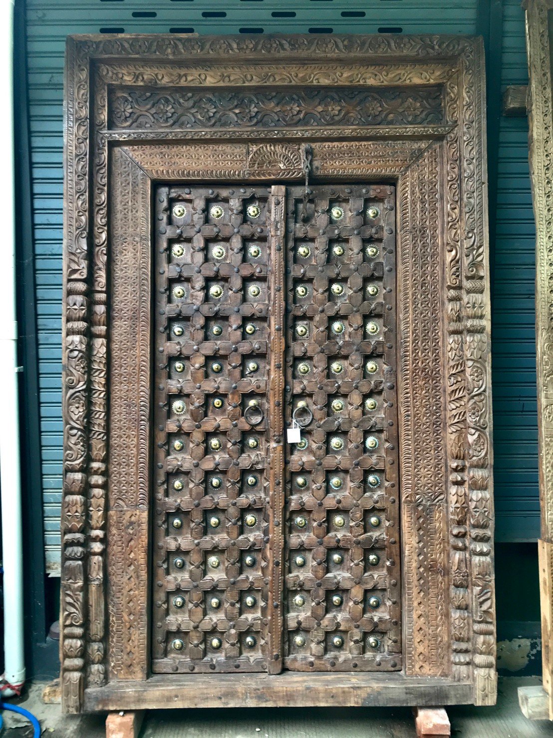 2XL8 Antique Door with Unique South Indian Carving