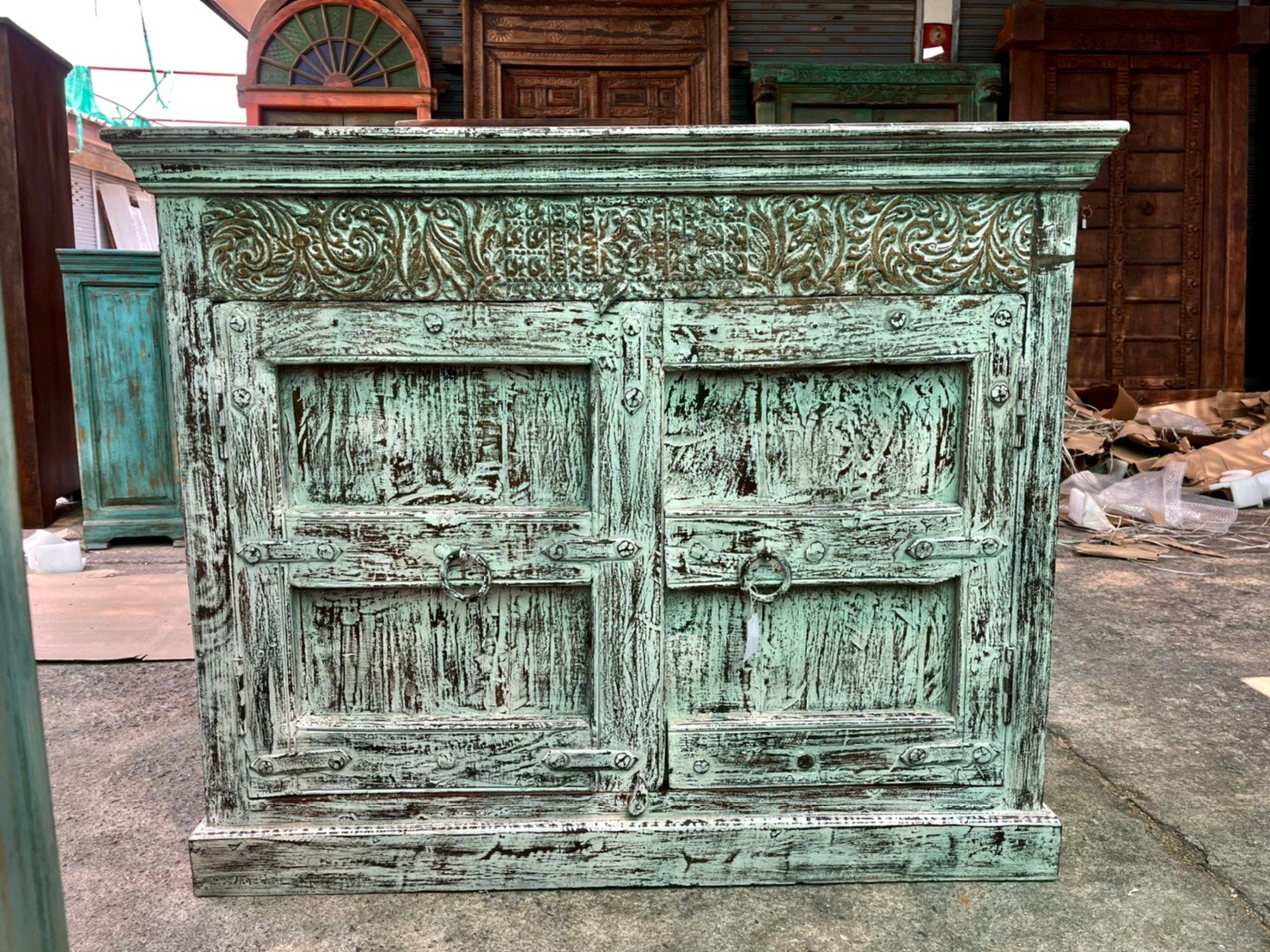 2SB22 Indian Sideboard with Unique Carving