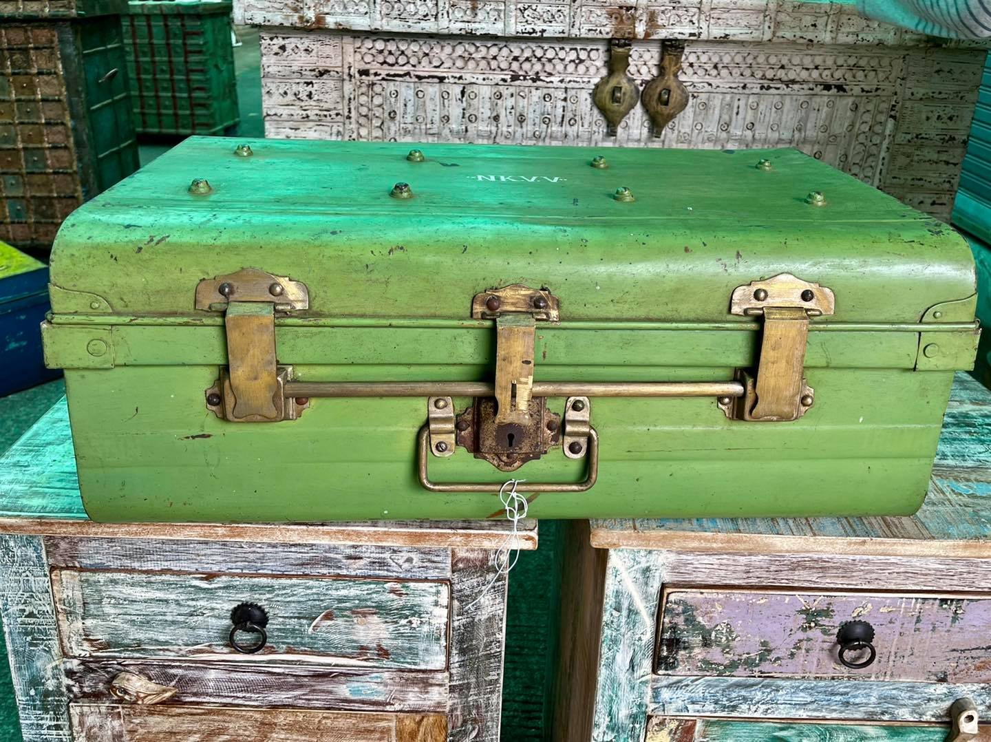 BX23 Antique Iron Box with Brass Locks