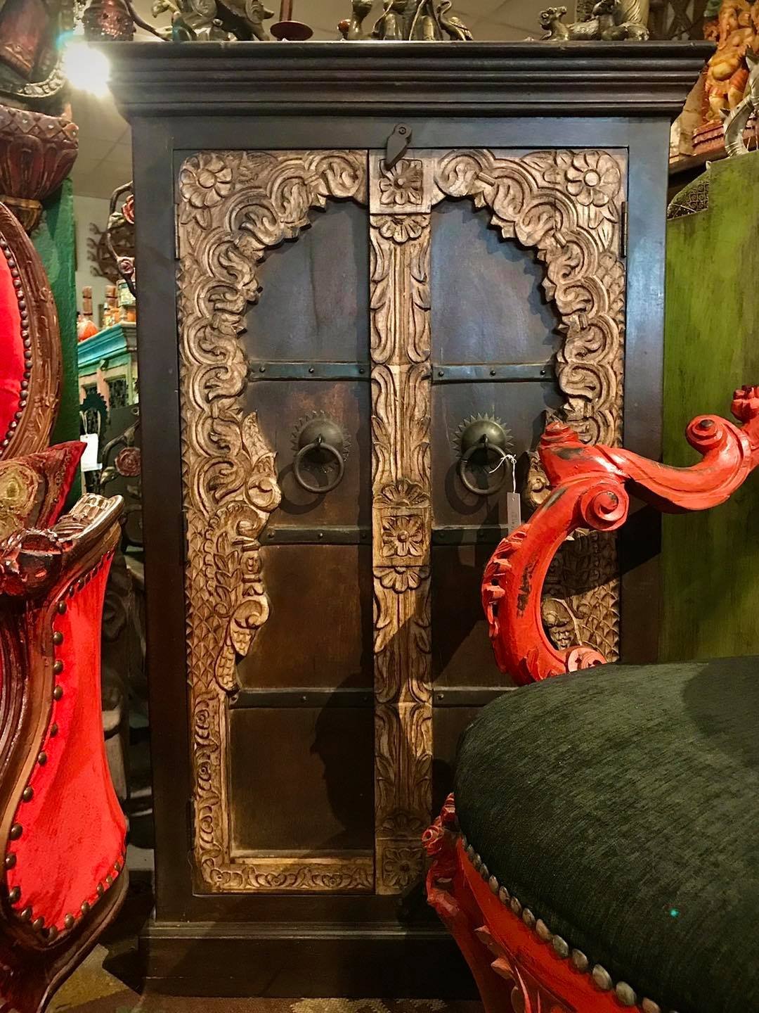 CTM11 Indian Cabinet with Unique Carved Doors