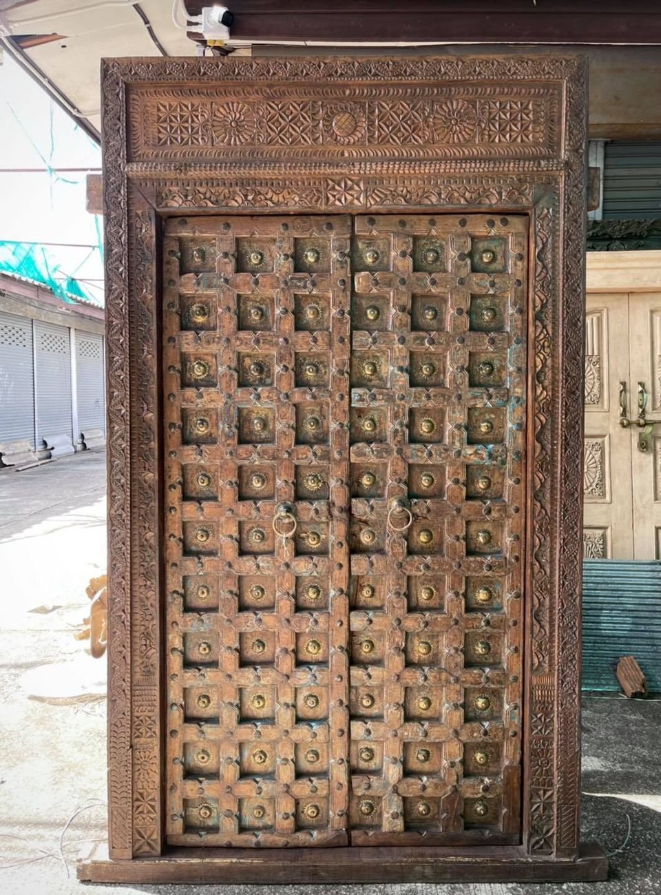 L96 Vintage Door with Rare Brass Suns