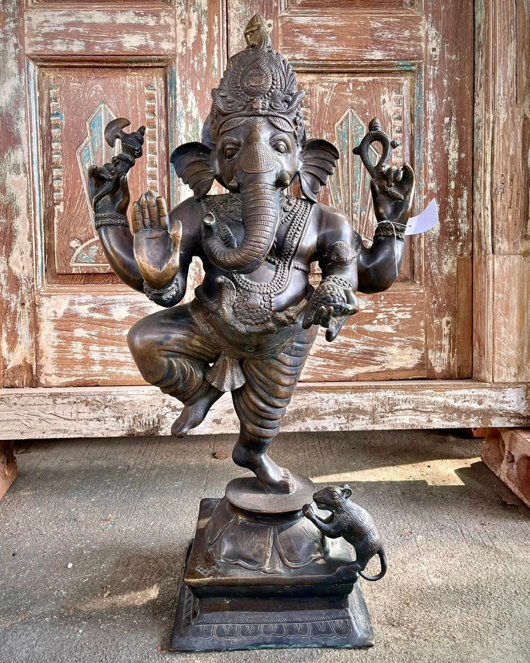 BRI37 Ganesh Standing Image Brass Statue