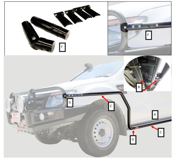M Bar Side Rails MCC030-09SR Side Rails - mcc4x4