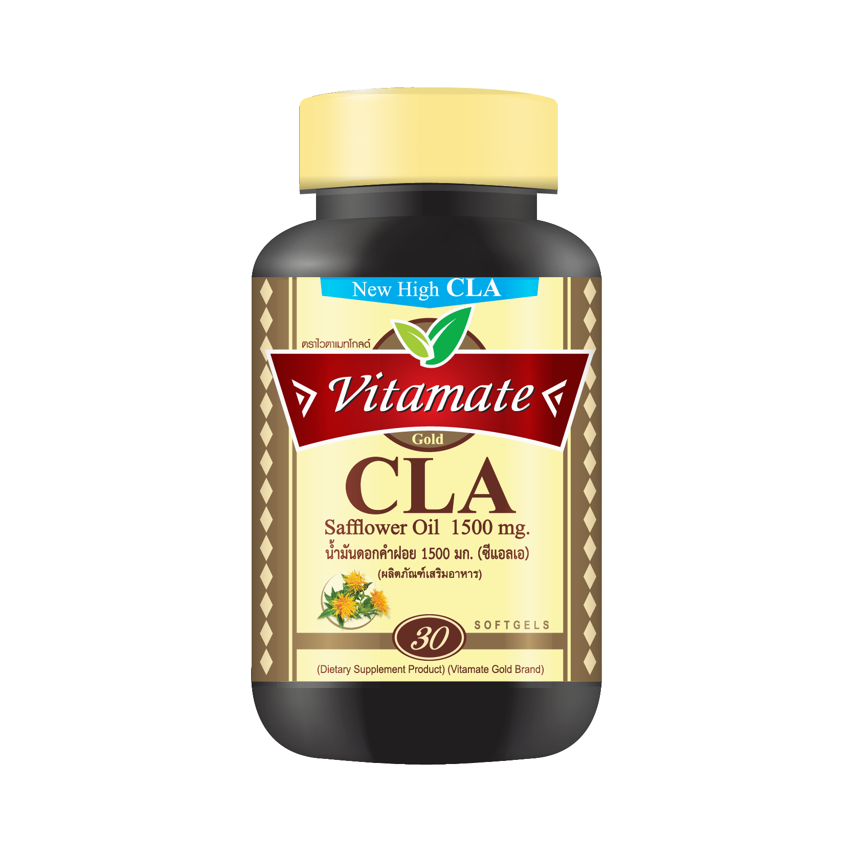 Vitamate Gold Safflower Oil 1500 mg. (CLA) 30 Softgels