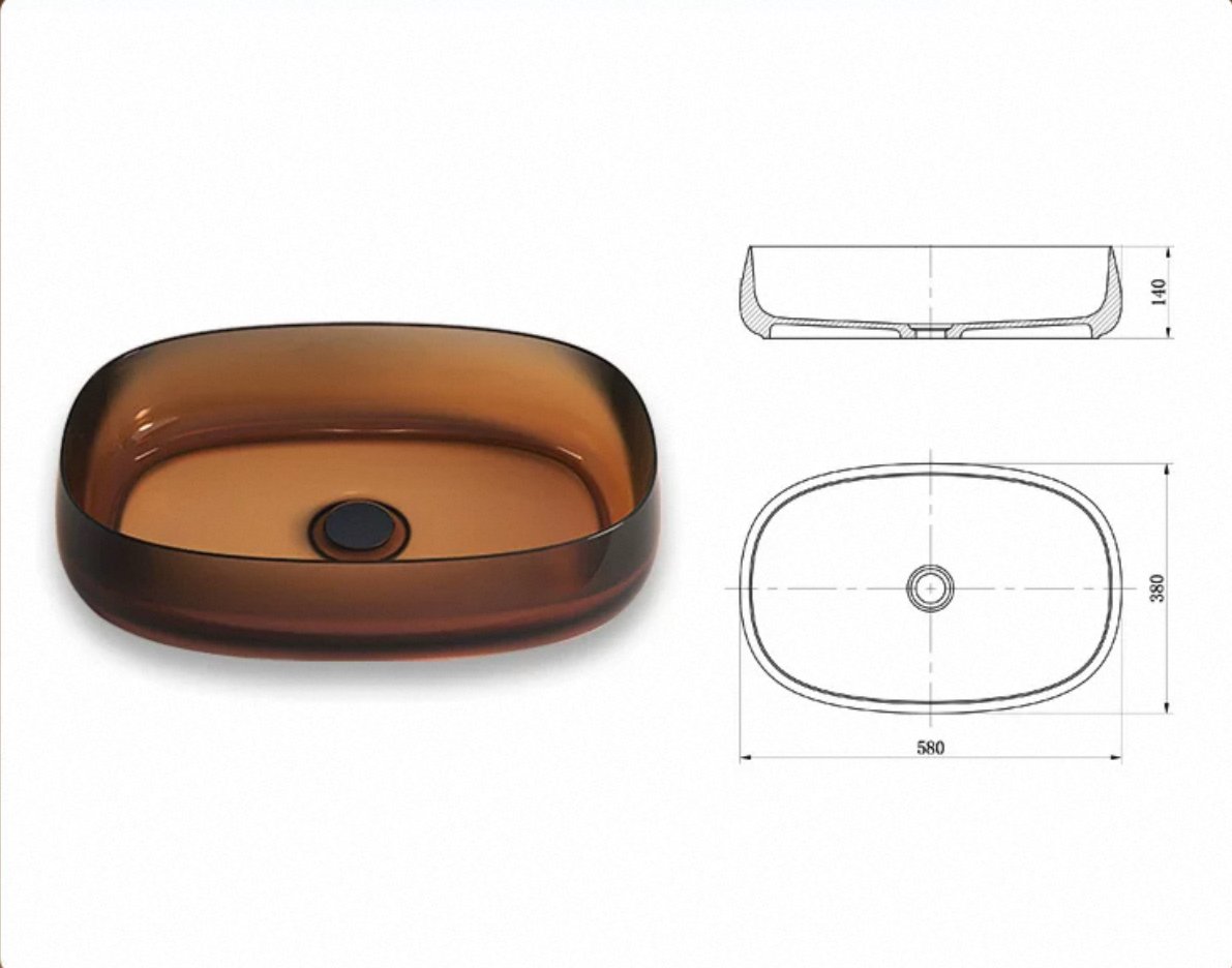 Transparent Color Basin RS-5814O LumiOval™ Transparent Resin Countertop Basin