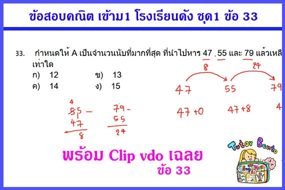 ติวคณิตเข้า ม1 ครูสอนพิเศษที่บ้าน