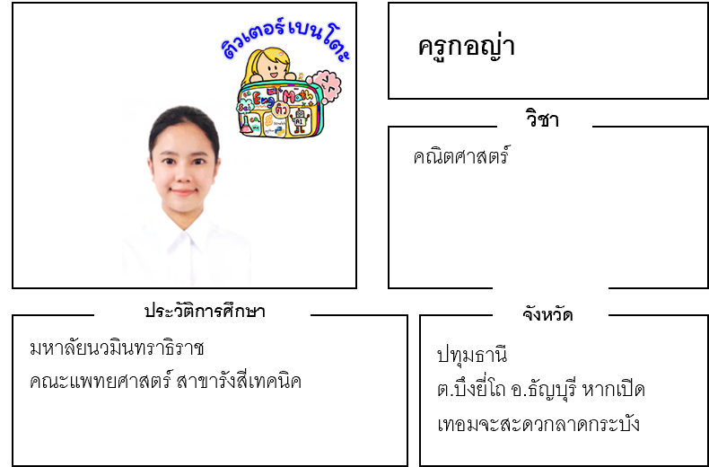 เรียนพิเศษปทุมธานี ครูกอญ่า 24140 สอนคณิตศาสตร์