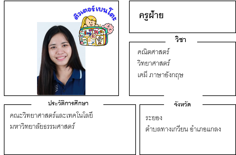 เรียนพิเศษระยอง ครูฝ้าย 24155 สอนคณิตศาสตร์ วิทยาศาสตร์ เคมี ภาษาอังกฤษ