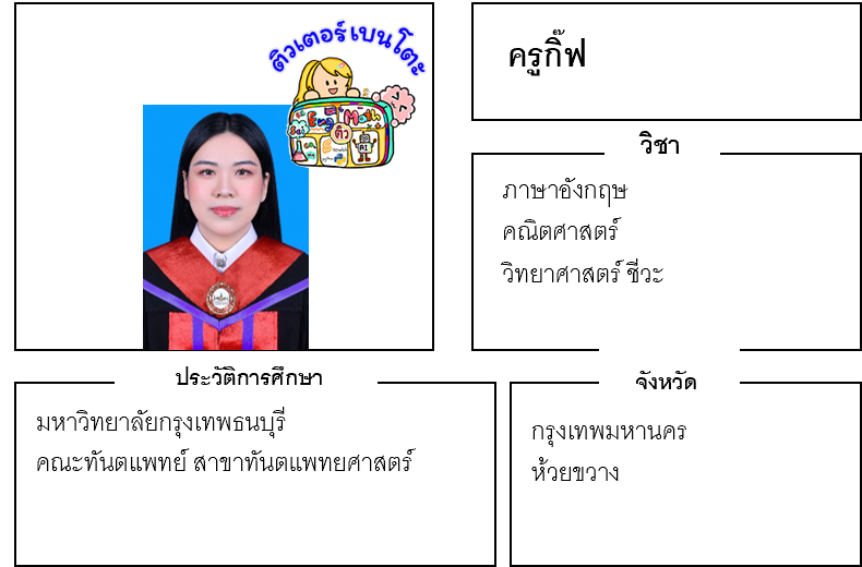 เรียนพิเศษห้วยขวาง ครูกิ๊ฟ 24175 สอนภาษาอังกฤษ คณิตศาสตร์ วิทยาศาสตร์ ชีวะ