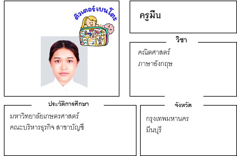 เรียนพิเศษมีนบุรี ครูมีน 24186 สอนคณิตศาสตร์ ภาษาอังกฤษ