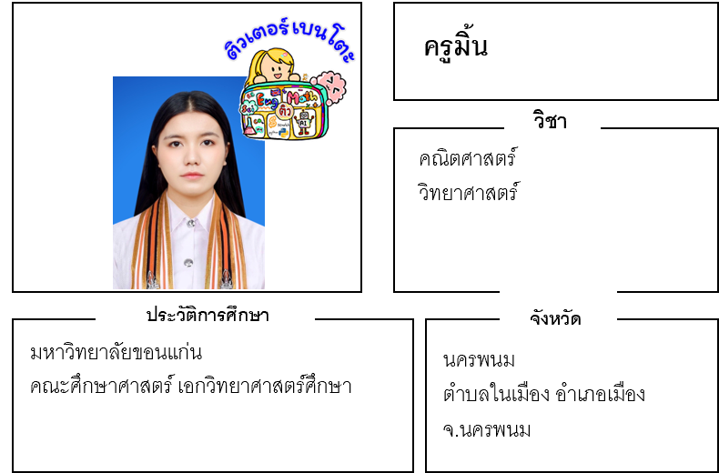 เรียนพิเศษนครพนม ครูมิ้น 24197 สอนคณิตศาสตร์ วิทยาศาสตร์