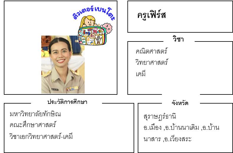 เรียนพิเศษสุราษฎร์ธานี ครูเฟิร์ส 24201 สอนคณิตศาสตร์ วิทยาศาสตร์ เคมี