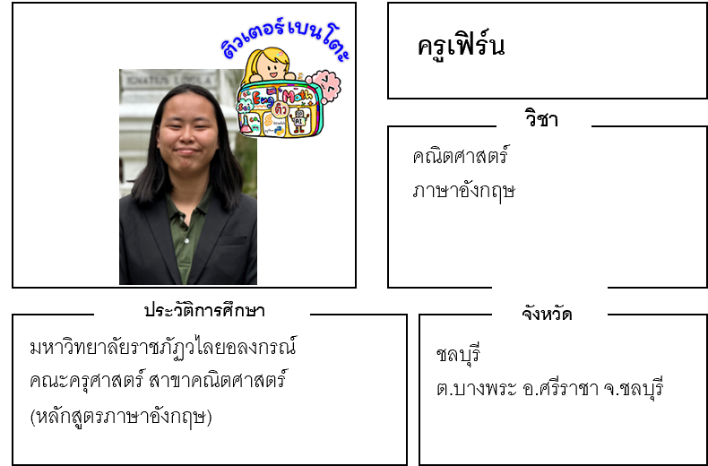 เรียนพิเศษชลบุรี ครูเฟิร์น 24209 สอนคณิตศาสตร์ ภาษาอังกฤษ