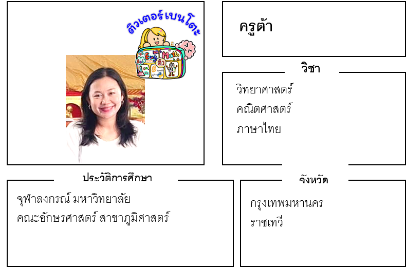เรียนพิเศษราชเทวี ครูต้า 24237 สอนวิทยาศาสตร์ คณิตศาสตร์ ภาษาไทย