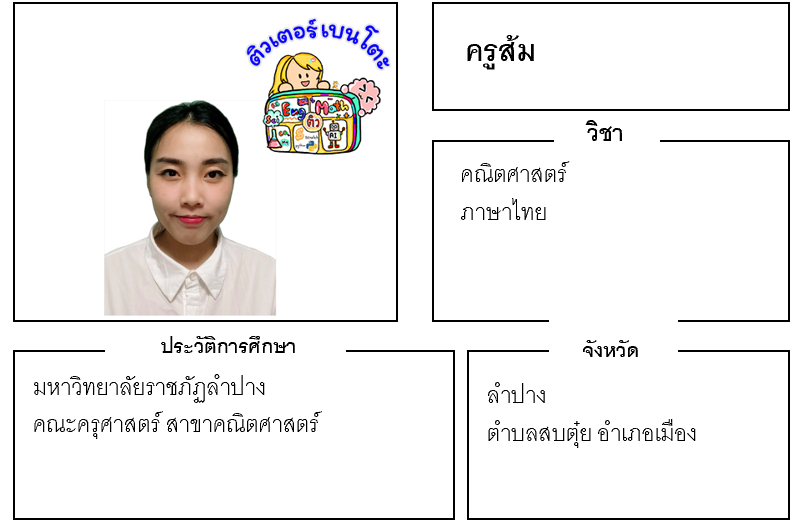 เรียนพิเศษลำปาง ครูส้ม 24276 สอนคณิตศาสตร์ ภาษาไทย