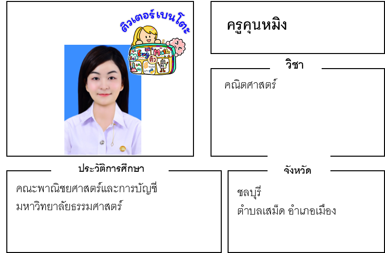 เรียนพิเศษชลบุรี ครูคุนหมิง 24290 สอนคณิตศาสตร์