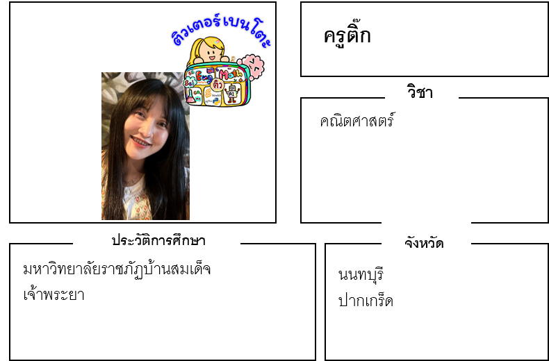 เรียนพิเศษนนทบุรี ครูติ๊ก 24315 สอนคณิตศาสตร์