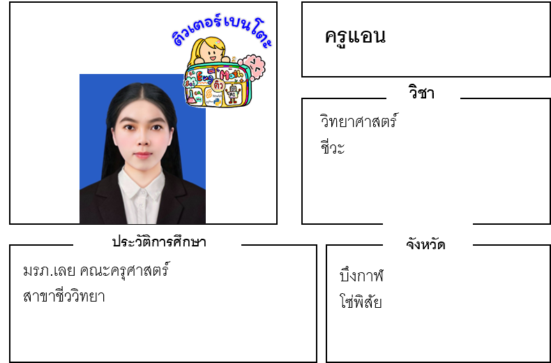 เรียนพิเศษบึงกาฬ ครูแอน 24329 สอนวิทยาศาสตร์ ชีวะ