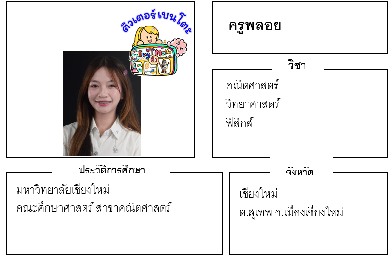 เรียนพิเศษเชียงใหม่ ครูพลอย 24330 สอนวิทยาศาสตร์ คณิตศาสตร์ ฟิสิกส์