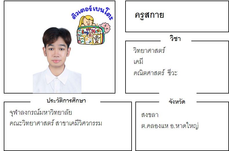 เรียนพิเศษสงขลา ครูสกาย 24332 สอนวิทยาศาสตร์ เคมี คณิตศาสตร์ ชีวะ