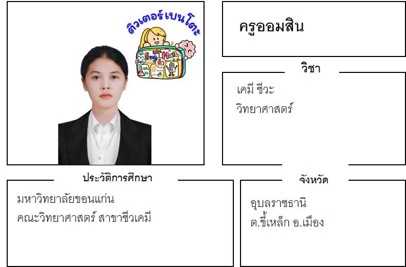 เรียนพิเศษอุบลราชธานี ครูออมสิน 24337 สอนวิทยาศาสตร์ เคมี ชีวะ เรียนพิเศษอุบลราชธานี ครูออมสิน 24337 สอนวิทยาศาสตร์ เคมี ชีวะ