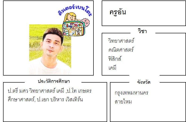 เรียนพิเศษสายไหม ครูอ้น 24348 สอนวิทยาศาสตร์ คณิตศาสตร์ ฟิสิกส์ เคมี