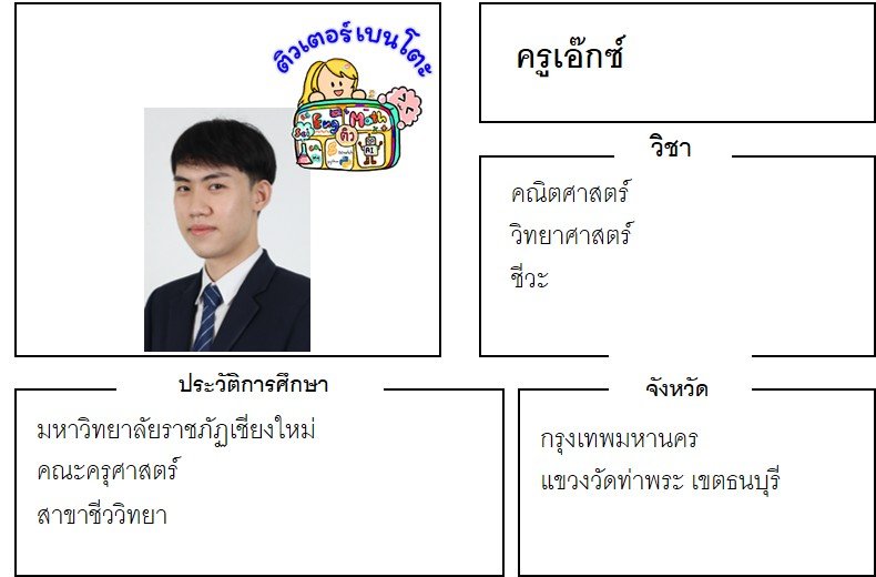 เรียนพิเศษท่าพระ ครูเอ๊กซ์ 24367 สอนคณิตศาสตร์ วิทยาศาสตร์ ชีวะ
