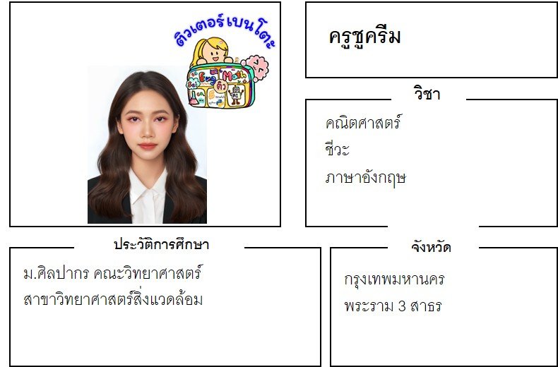 เรียนพิเศษพระราม3 ครูชูครีม 24373 สอนคณิตศาสตร์ ชีวะ ภาษาอังกฤษ