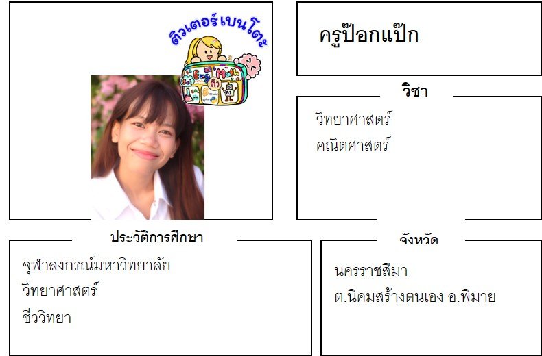 เรียนพิเศษนครราชสีมา ครูป๊อกแป๊ก 24382 สอนวิทยาศาสตร์ คณิตศาสตร์