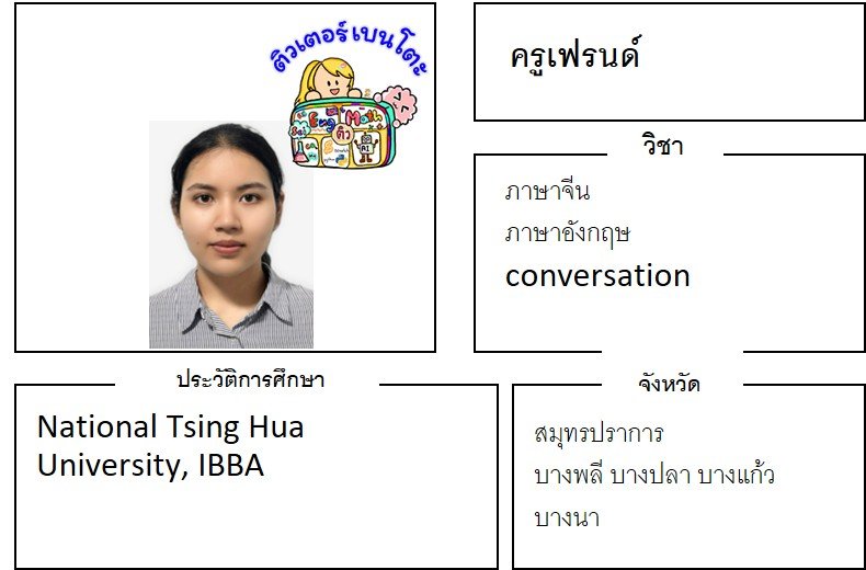 เรียนพิเศษบางพลี ครูเฟรนด์ 24405 สอนภาษาจีน ภาษาอังกฤษ conversation