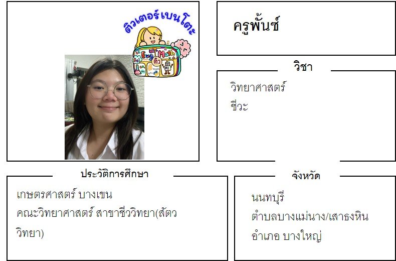 tutorbento.com พั้นซ์ สอนพิเศษ เรียนพิเศษ ติวเตอร์ตัวต่อตัว เรียนพิเศษที่บ้าน