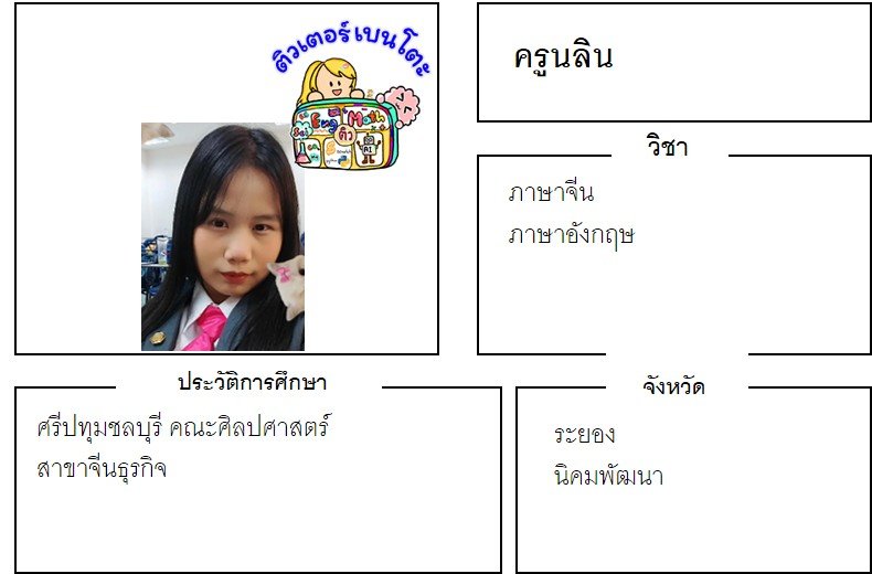 tutorbento.com นลิน สอนพิเศษ เรียนพิเศษ ติวเตอร์ตัวต่อตัว เรียนพิเศษที่บ้าน
