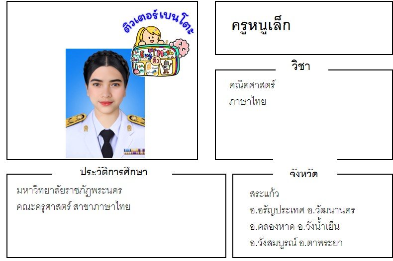 tutorbento.com หนูเล็ก สอนพิเศษ เรียนพิเศษ ติวเตอร์ตัวต่อตัว เรียนพิเศษที่บ้าน