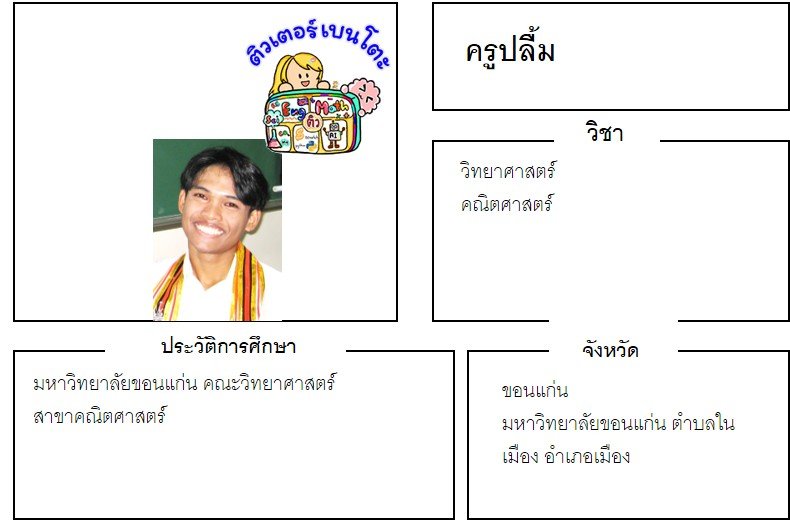 tutorbento.com ปลื้ม สอนคณิต วิทย์ ขอนแก่น