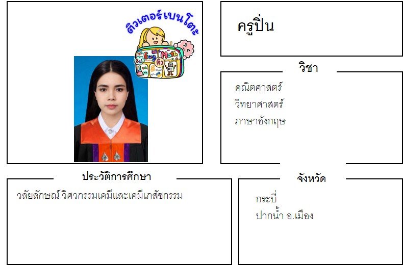 tutorbento.com ปิ่น สอนพิเศษ คณิต วิทย์ อังกฤษ กระบี่